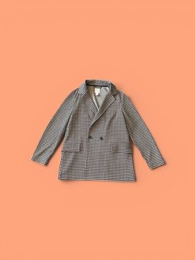 H&M Black & White Gingham Double-Breasted Blazer